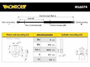 Газовий упор ML6074 (MONROE)