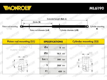 Газовый упор ML6190 (MONROE)