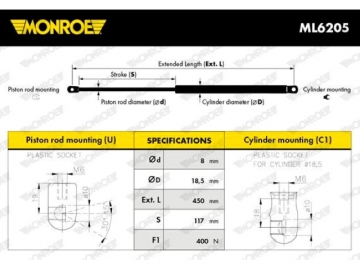Газовий упор ML6205 (MONROE)