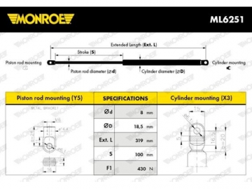 Газовый упор ML6251 (MONROE)