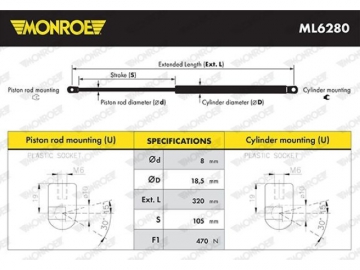Газовий упор ML6280 (MONROE)