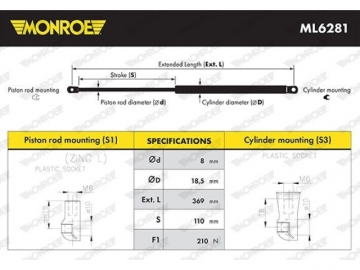Газовий упор ML6281 (MONROE)