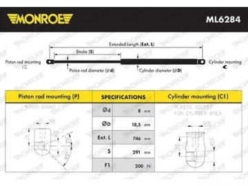 Газовий упор ML6284 (MONROE)