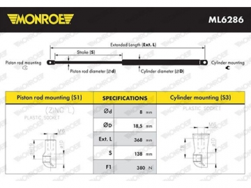 Газовий упор ML6286 (MONROE)