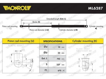 Газовий упор ML6287 (MONROE)