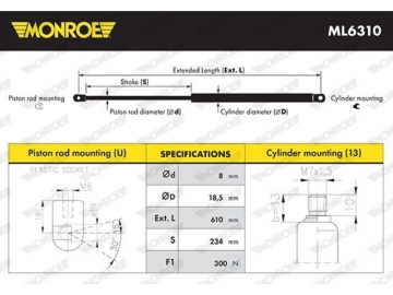 Газовий упор ML6310 (MONROE)