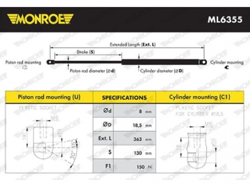 Газовий упор ML6355 (MONROE)