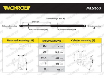 Газовий упор ML6363 (MONROE)