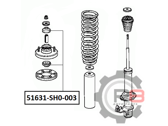 Specifications of suspension bush 51631-SH0-003 (R8) photo, analogues,  compatibility